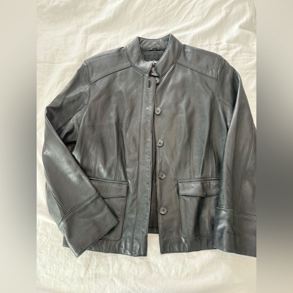 Mossimo Vintage Black Leather Jacket GUC 0037